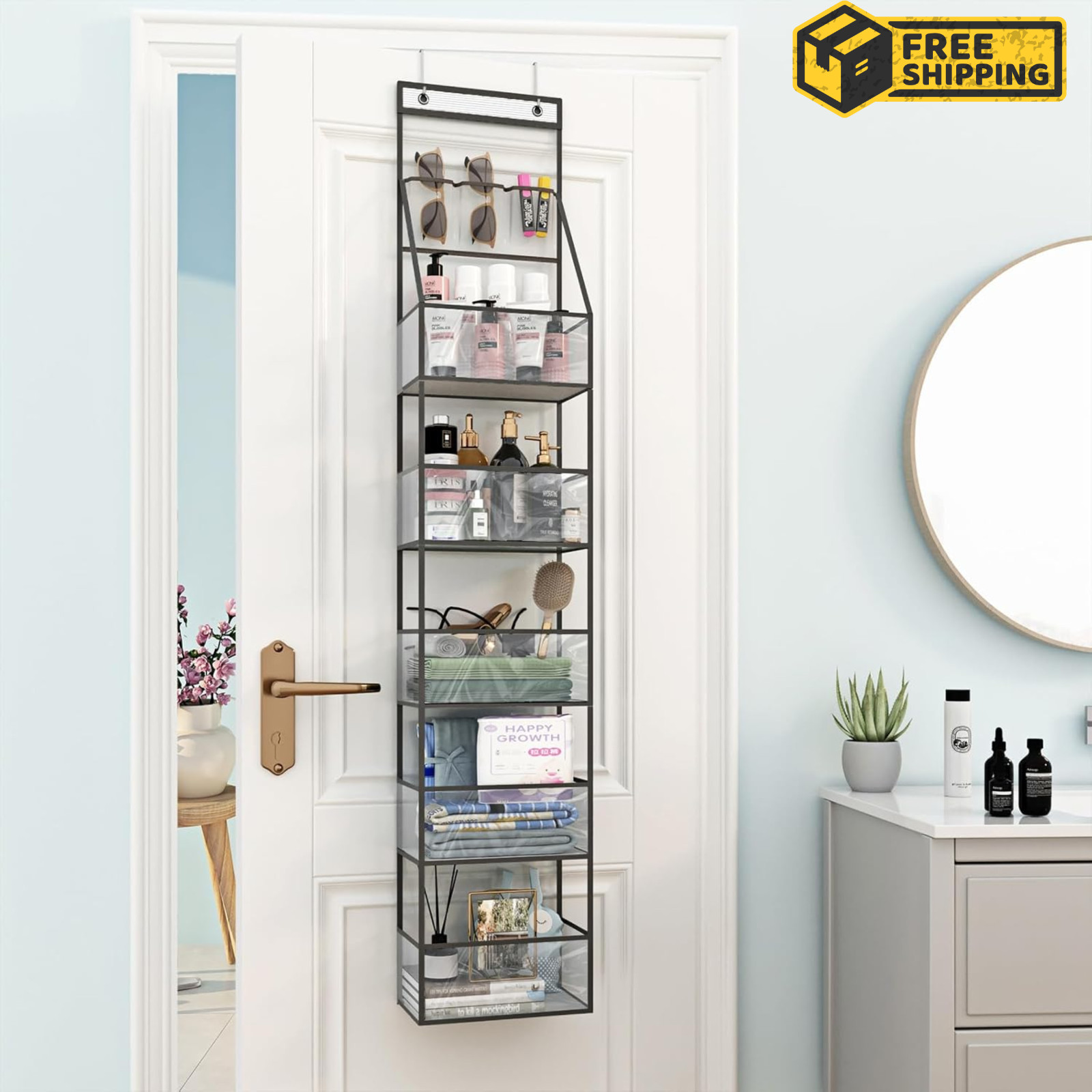 6 Shelf Over The Door Hanging Pantry Organizer Behind The Door Storage Organizer