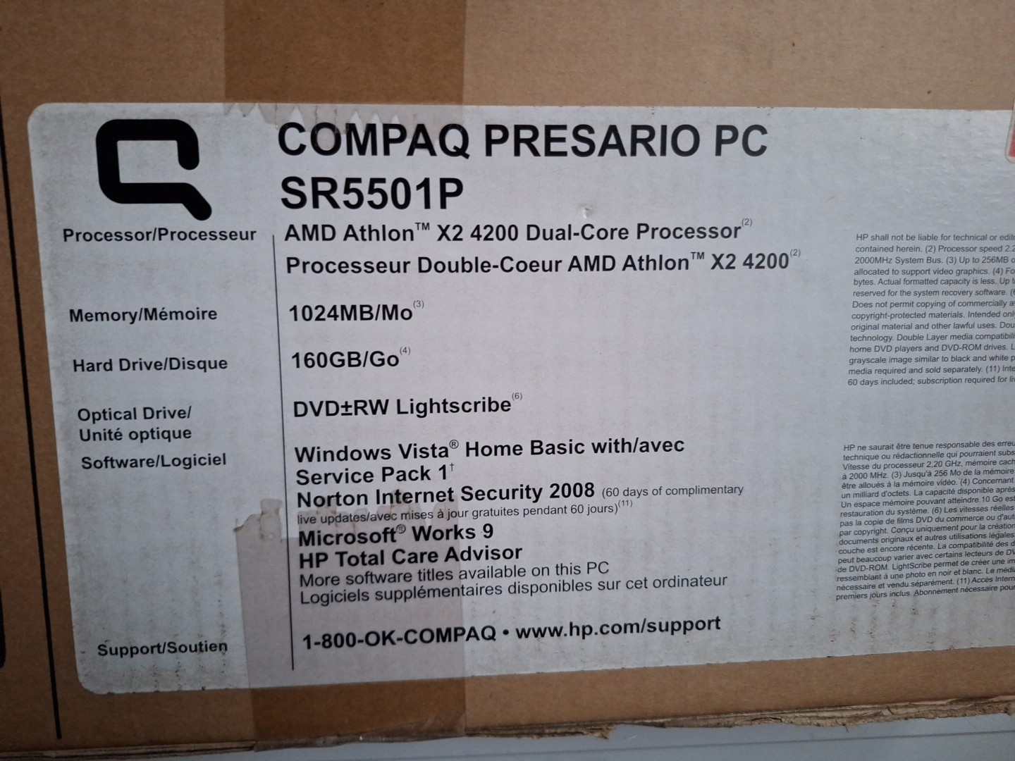 Vintage Compaq Presario SR5501P AMD Athlon X2 4200 Dual Core Processor NOS NIB