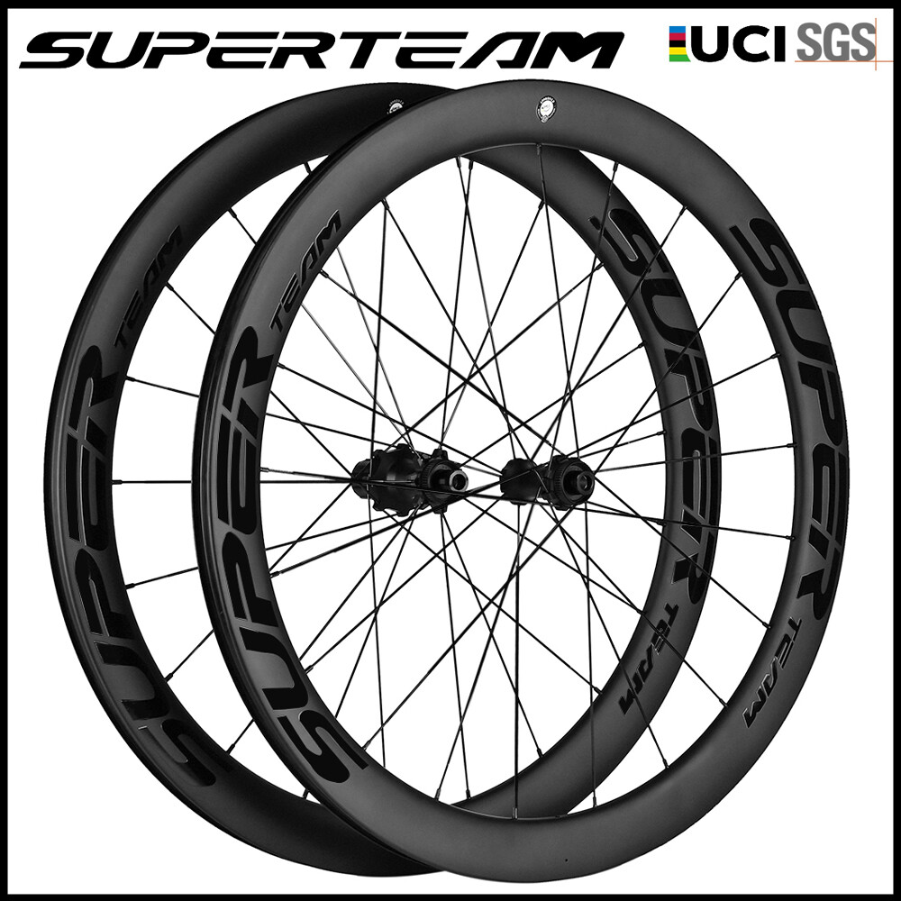 SUPERTEAM Disc Brake Wheels 700C Carbon Wheelset 50mm Disc Brake Road Bike Wheel
