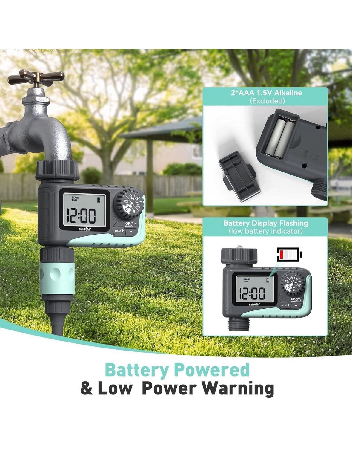 RAINPOINT Sprinkler Timer, Programmable Water Timer for Garden Hose, Outdoor Hos