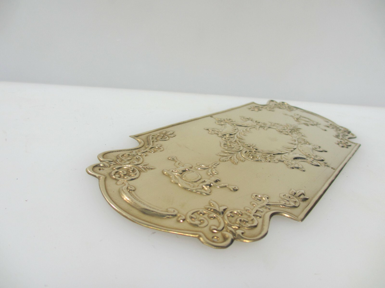 Brass Finger Plate Push Door Handle Art Nouveau Cherubs Rococo Antique STYLE