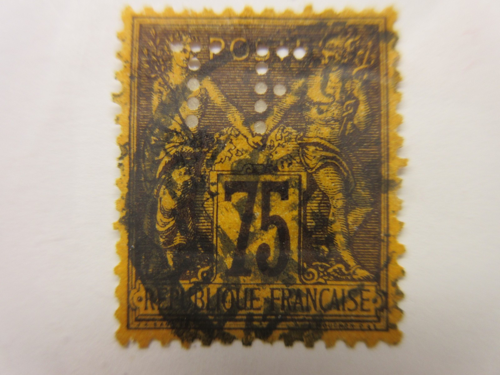 FRANCE, Scott: 102 Type II, PERFIN "TF", USED, Lot33, Cat: $35