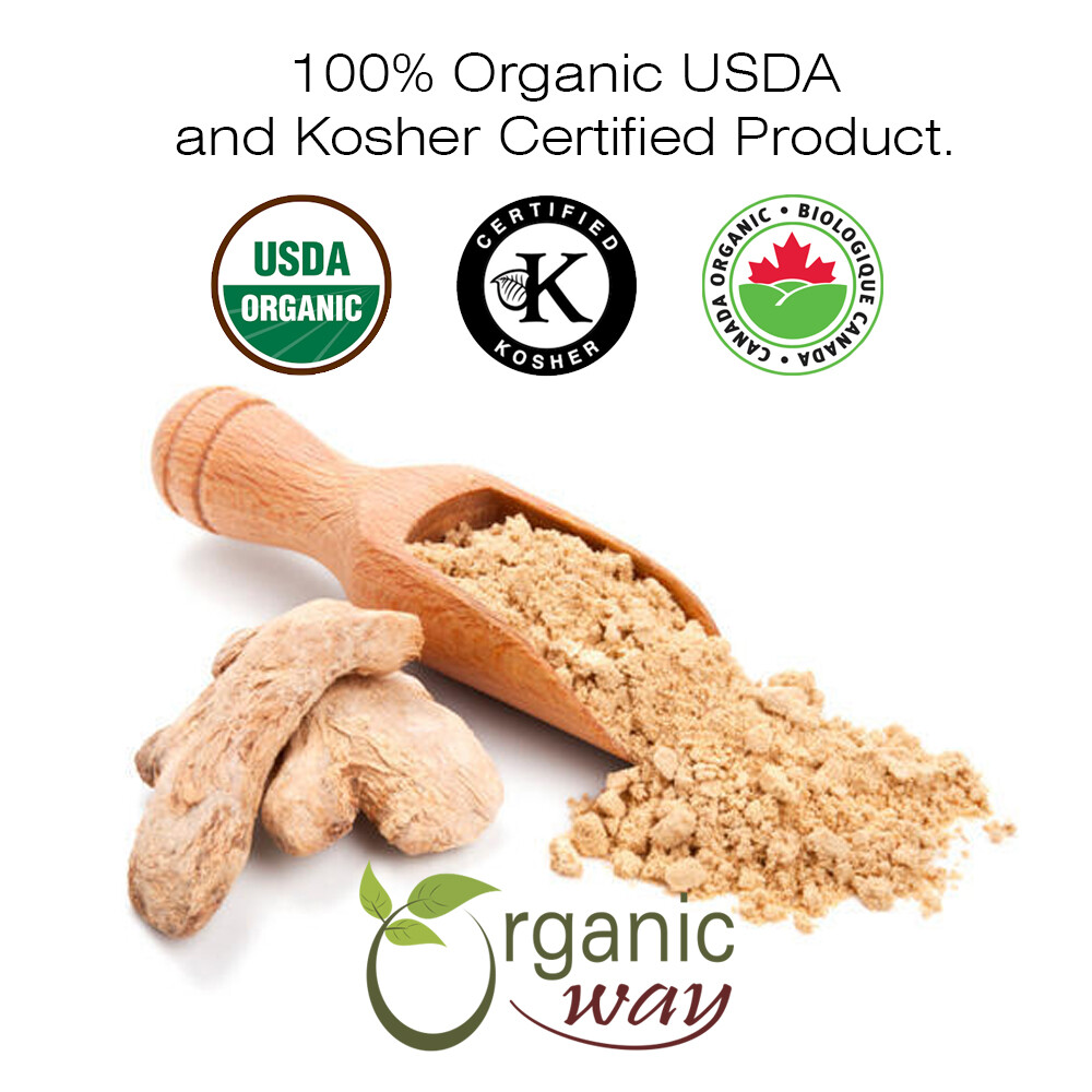 Organic Way Ginger Root Powder - Organic, Kosher & USDA Certified (1/2LBS / 8Oz)