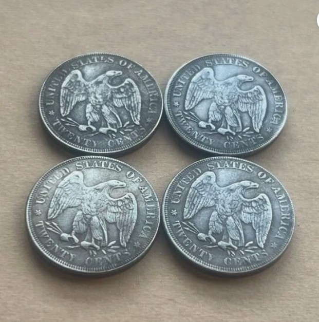 Lot of 4 1875-1878 Twenty-Cent Piece Silver Coin Seated Liberty