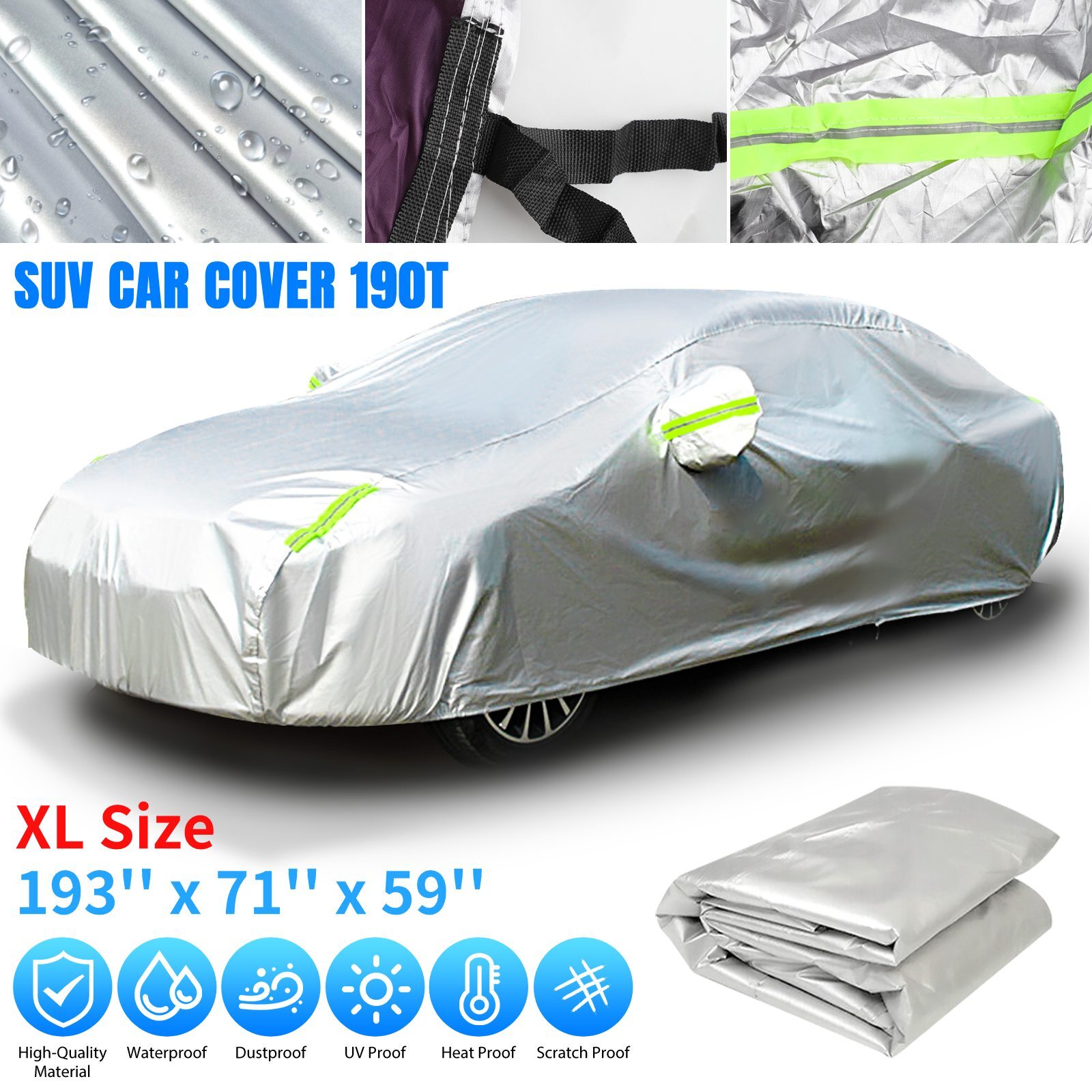 Full Exterior Car Cover for Outdoor Waterproof All-Weather Hail Snow Heavy Duty