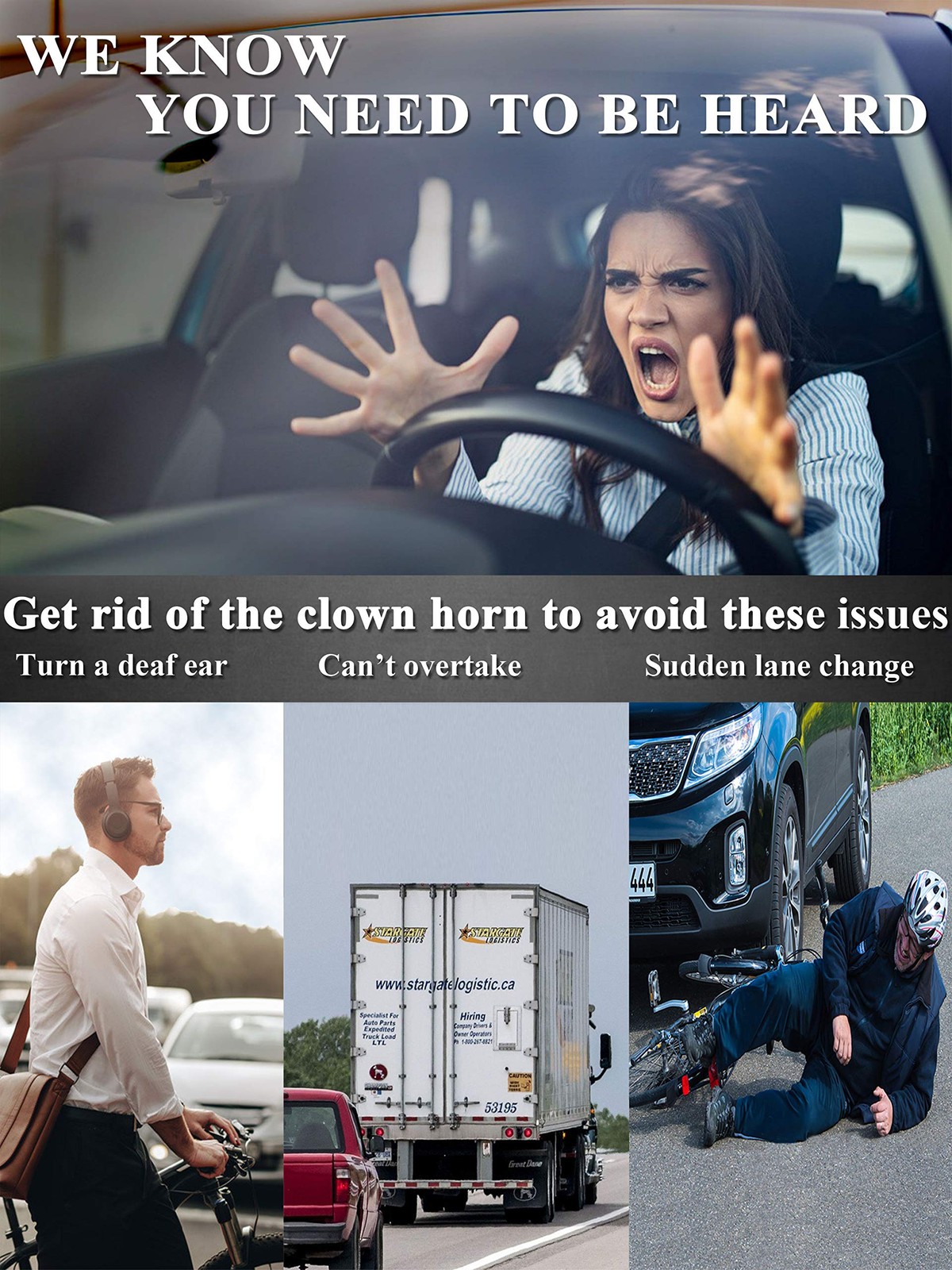 SYOAUTO Car Horn 12V Loud Universal Fit High Low Tone Waterproof Truck black