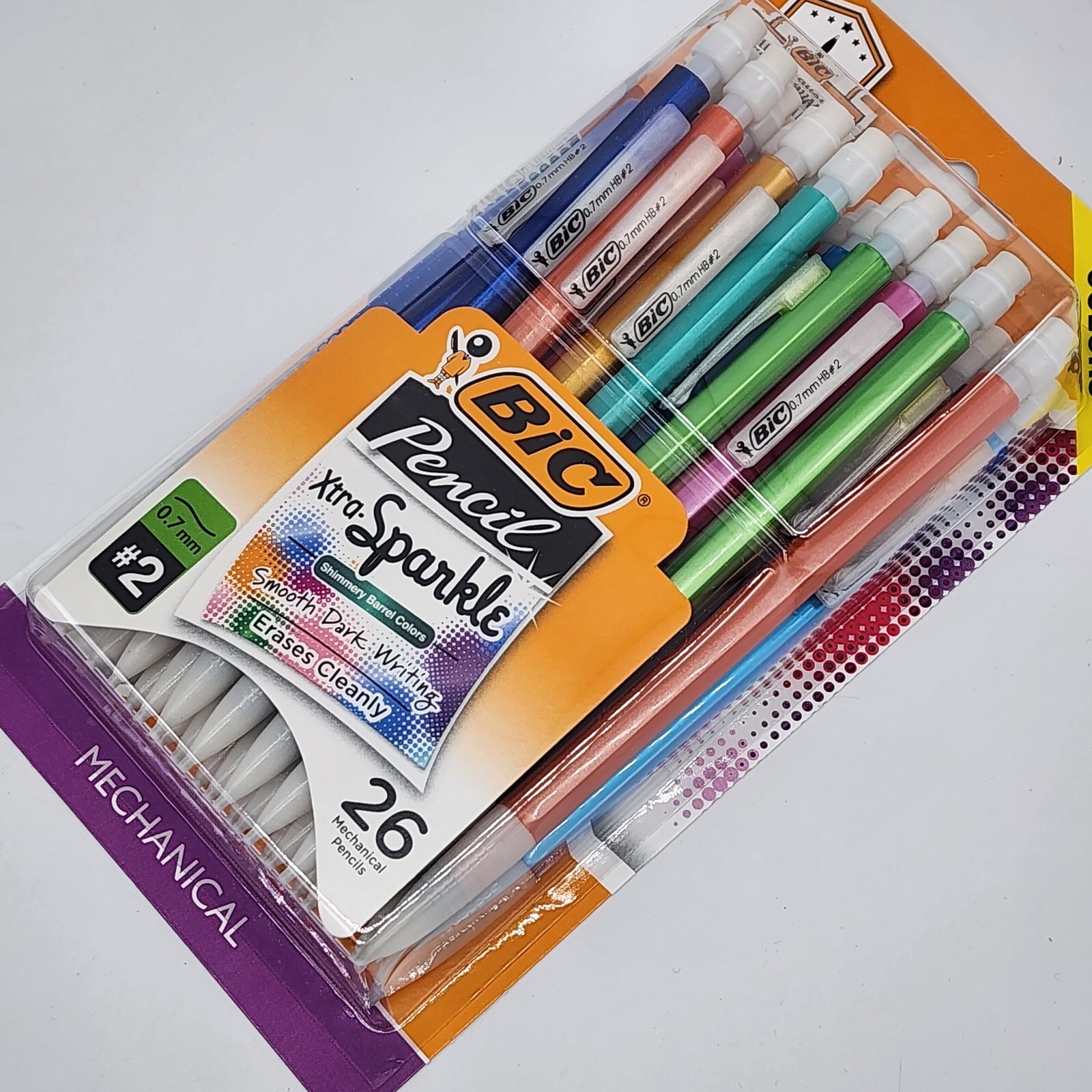 52 BIC Xtra Sparkle Mechanical Pencils 0.7mm #2 Dark Smooth Writing Shimmery