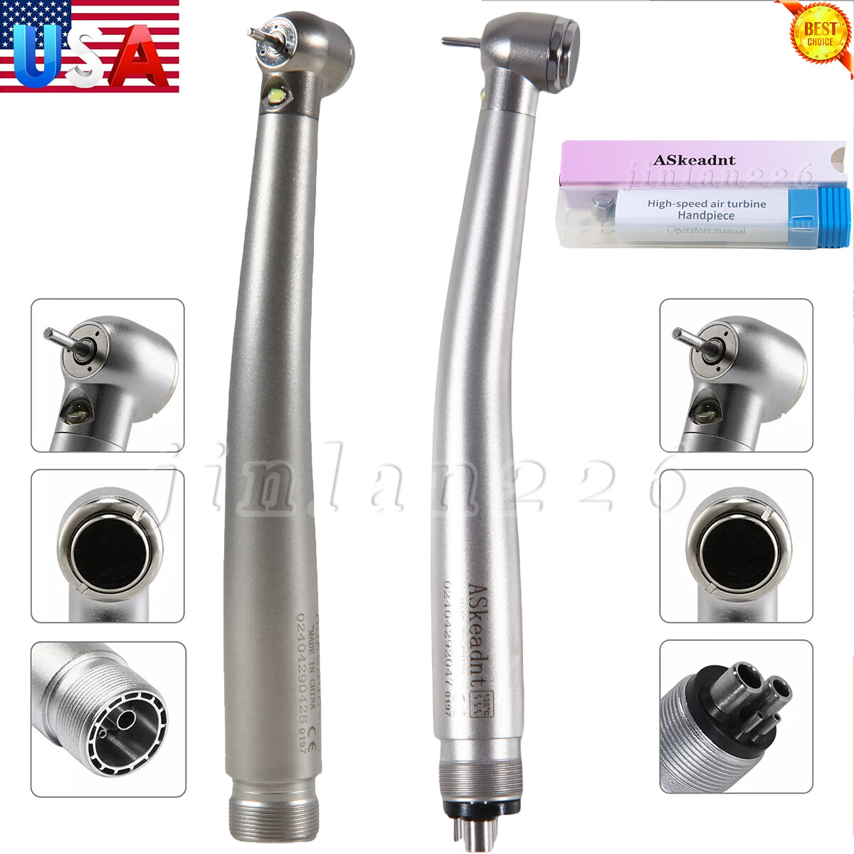 NSK Style Dental Fiber Optic LED E-generator high speed handpiece 2 Hole 4 Hole