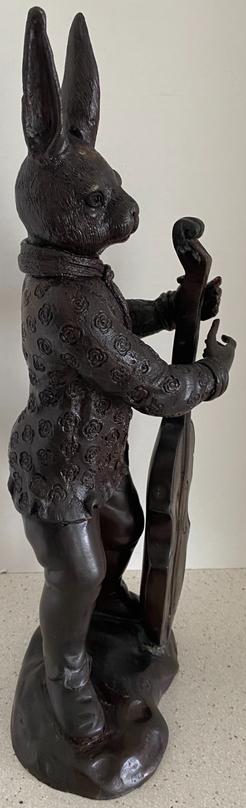 Vtg 17" Bronze Anthropomorphic Rabbit Sculpture Playing Cello Maitland Smith MCM