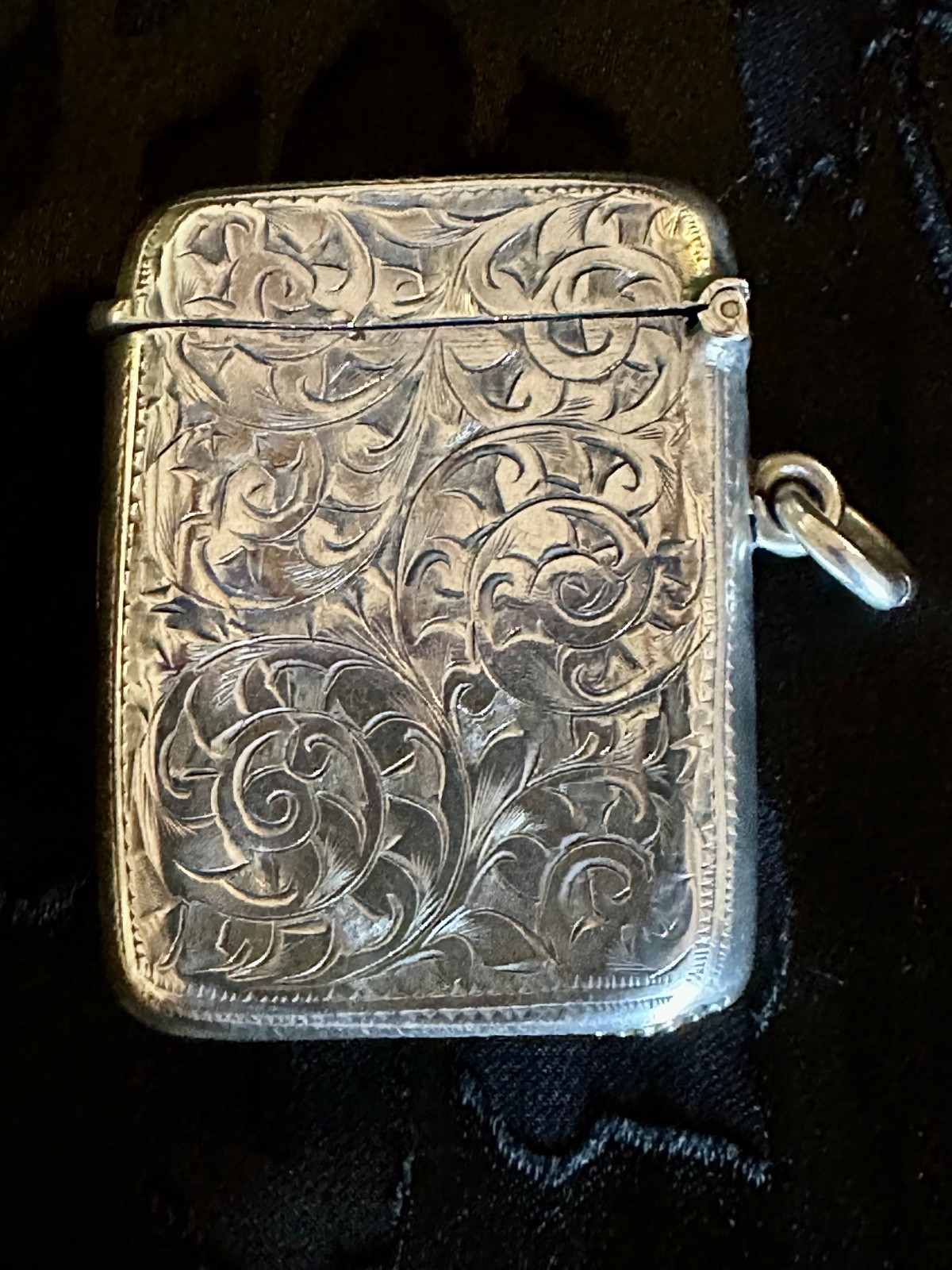 Antique Edwardian English Sterling Silver Vesta Case Match Safe Birmingham 1907