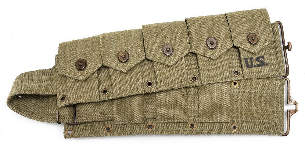US M1 Garand M1923 Cartridge Belt Light OD Marked JT&L 1943 will fit up to 49"