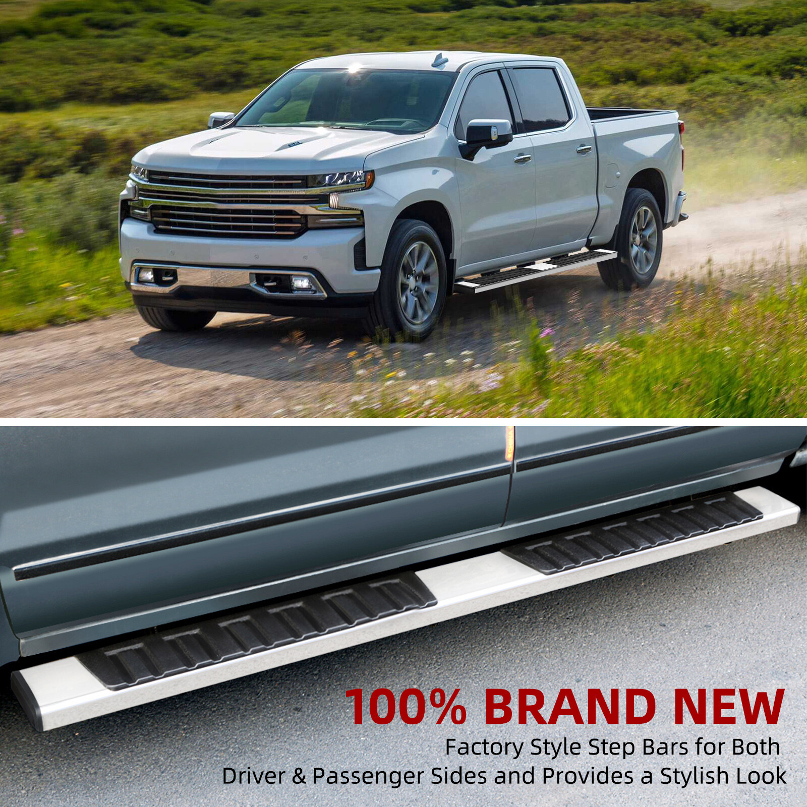 6" Running Boards for 07-18 Silverado Sierra 1500 2500HD Crew Cab Side Step Bars