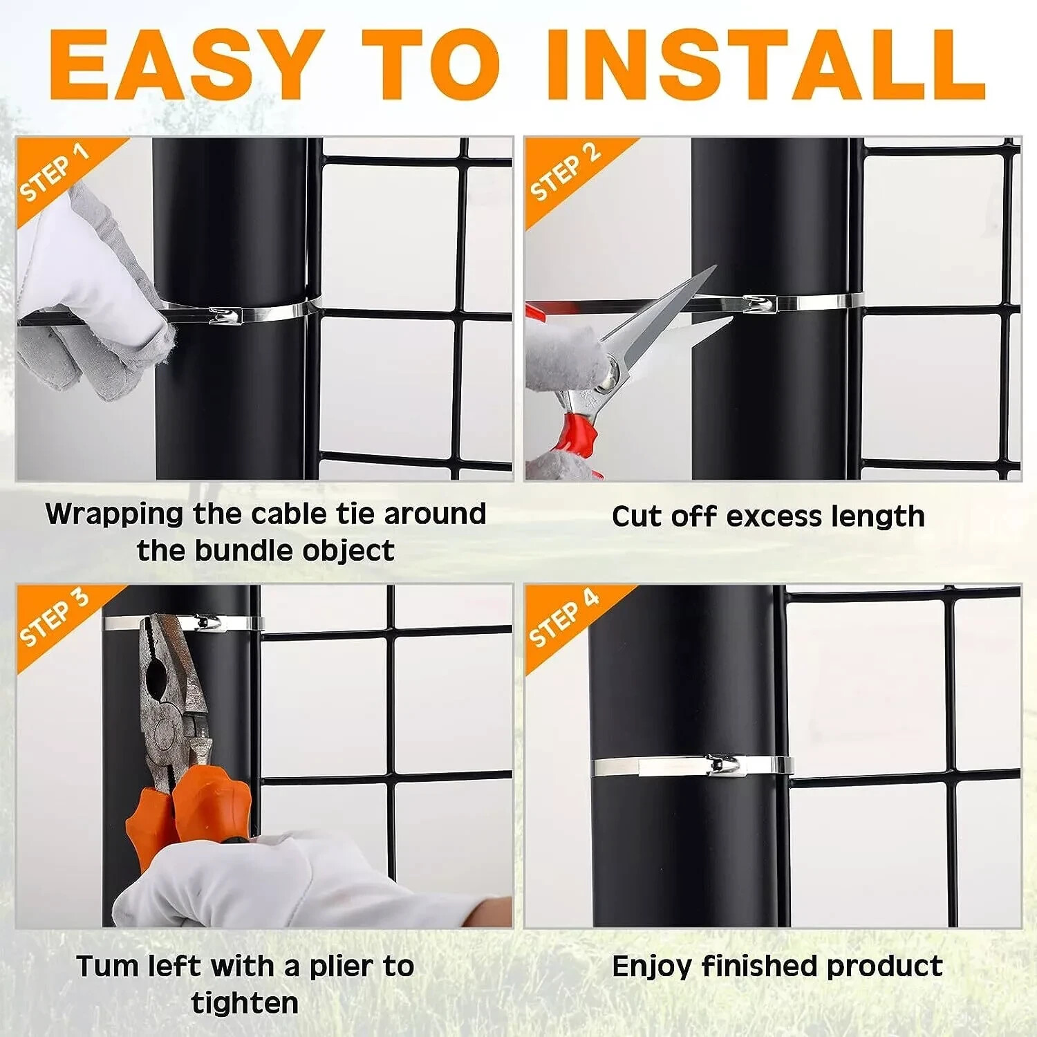 12-18" 100-200pc INDUST. GRADE 400lb-12MM Heavy D Stainless Steel Zip Tie Cable