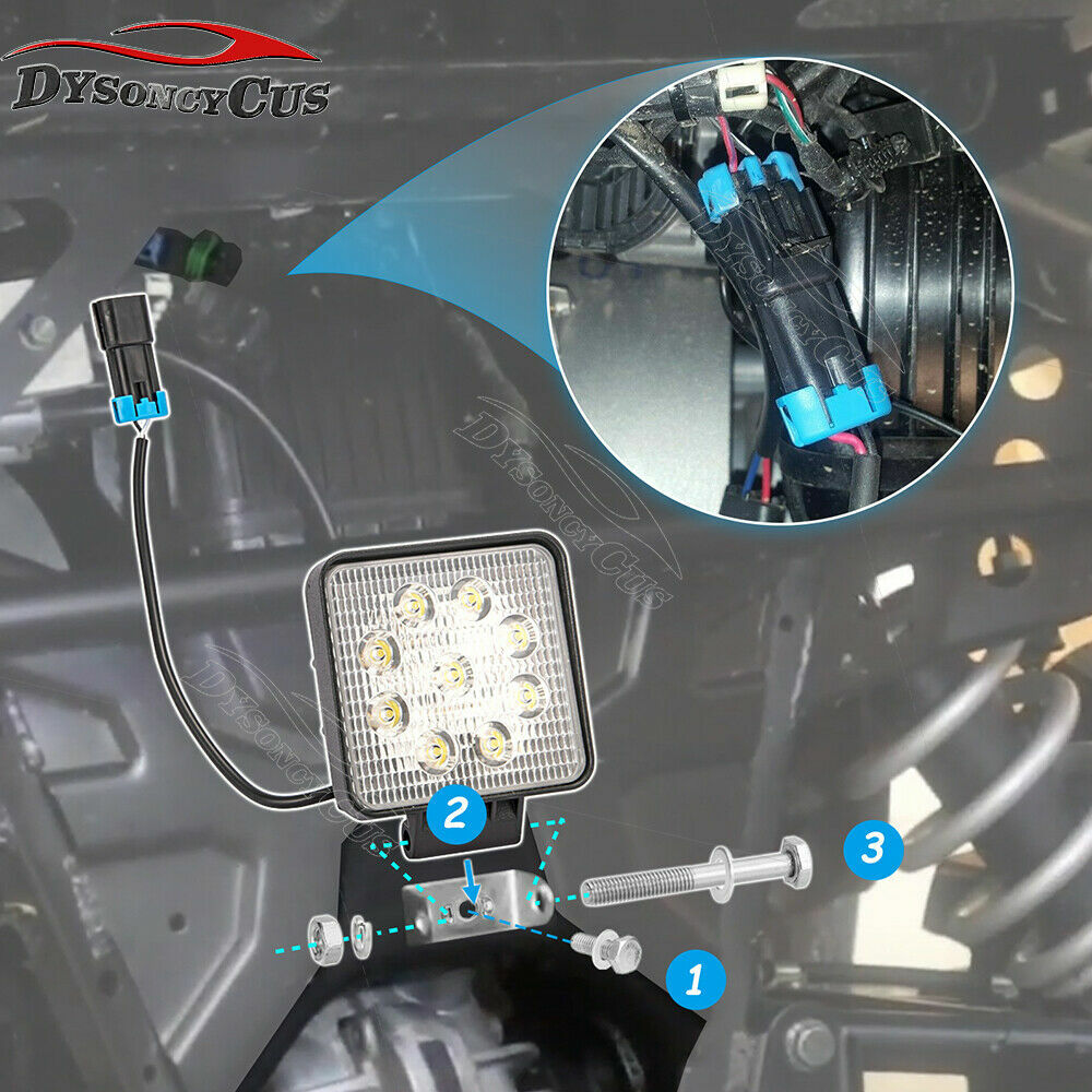 Fit Polaris Ranger XP 1000 LED Rear Backup Reverse Tail Light Mount Kit W/ Plug