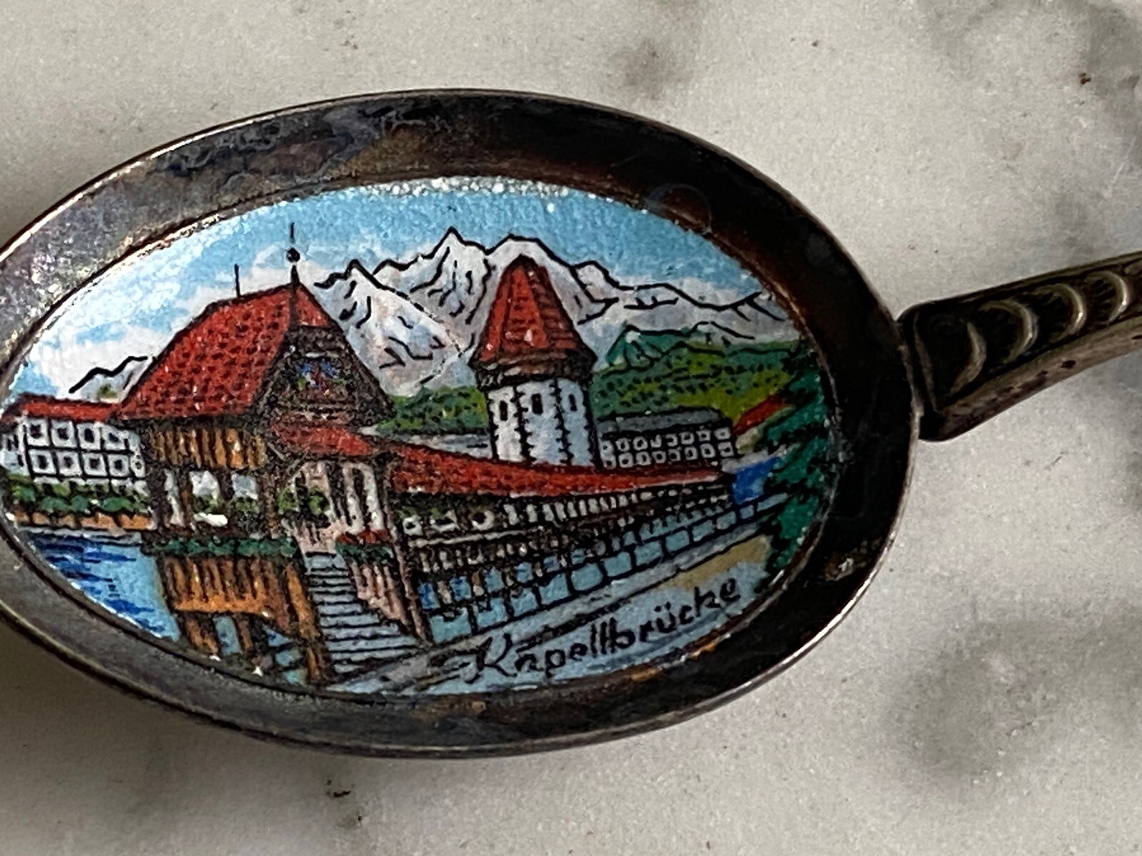 Switzerland Lucerne covered Bridge souvenir spoon Kapellbrucke