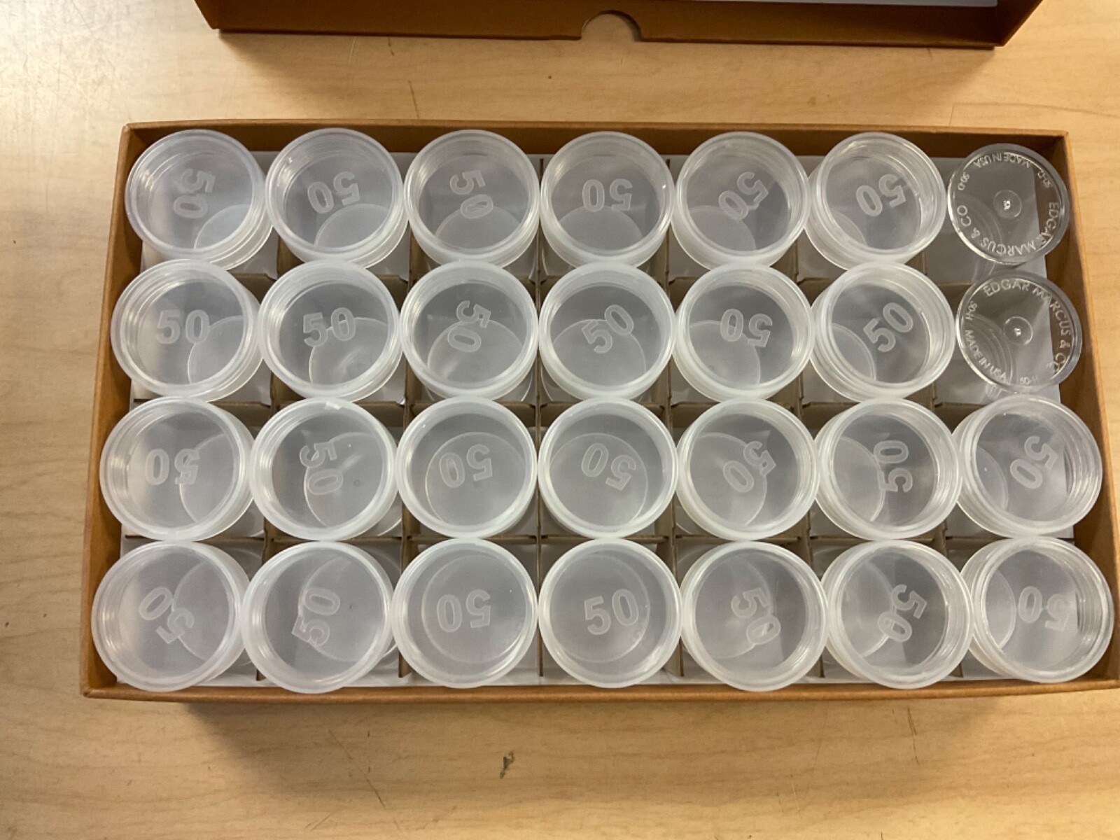 28 Whitman Round Half Dollar Tubes in a New Guardhouse Box for Storage of Rolls