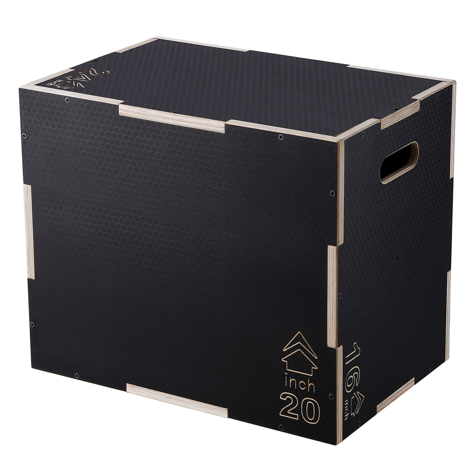 Uimoso 24/20/16 Inch 3 in 1 Plyometric Jump Box Fitness Exercise Plyo Box Wooden