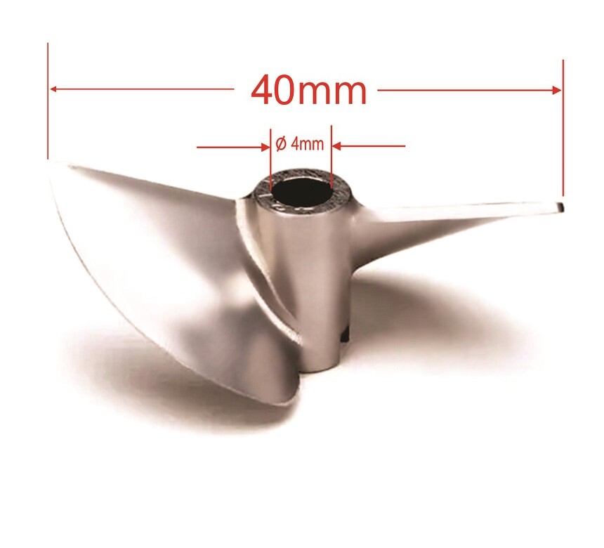 RC Boat 2 blade Metal propeller prop 4mm Diameter P1.4 40mm -Left
