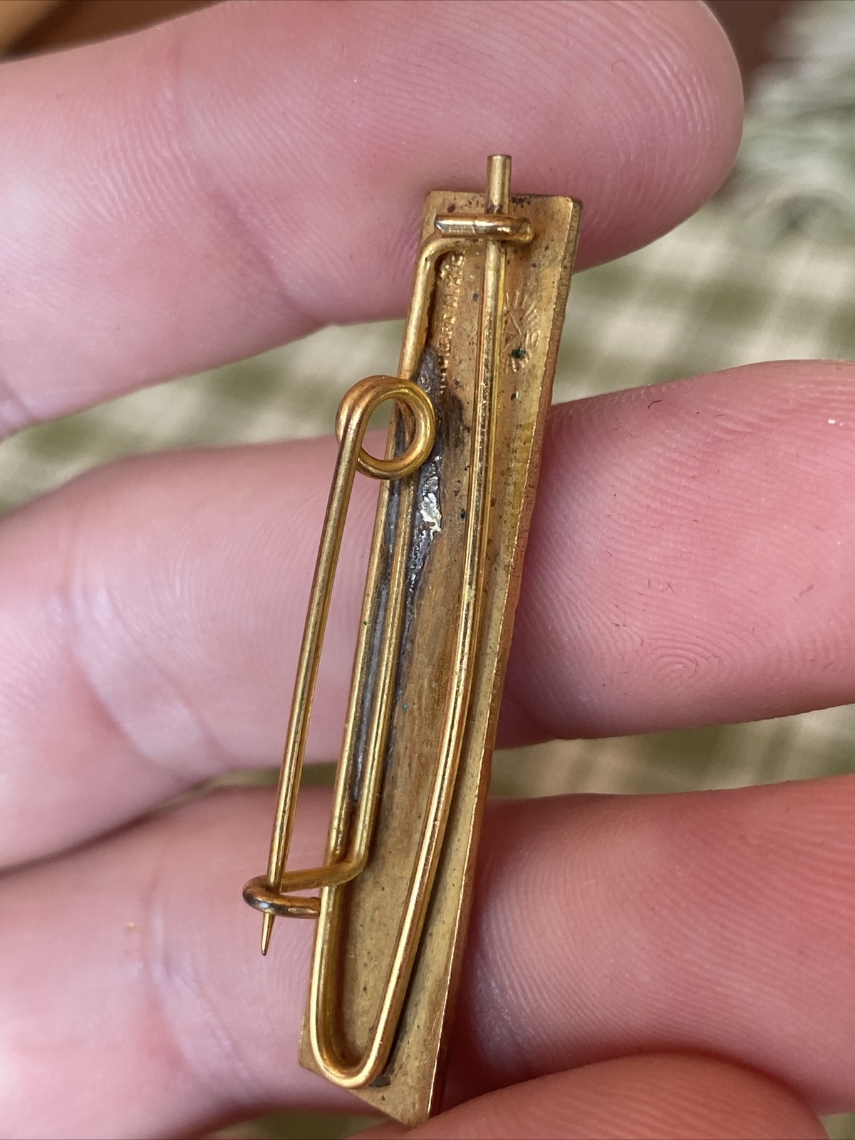 ANTIQUE ORNATE ARTCRAFT NYC GOLD TONE CONVENTION DELEGATE PIN BAR BADGE 1-3/4”