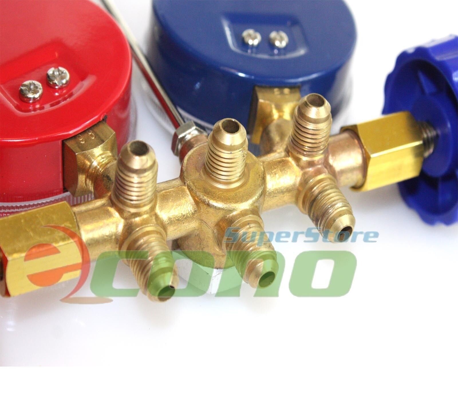 Deluxe Auto Refrigerant Manifold Gauge Set & 3 CFM Vacuum Pump 5ft HVAC Hoses