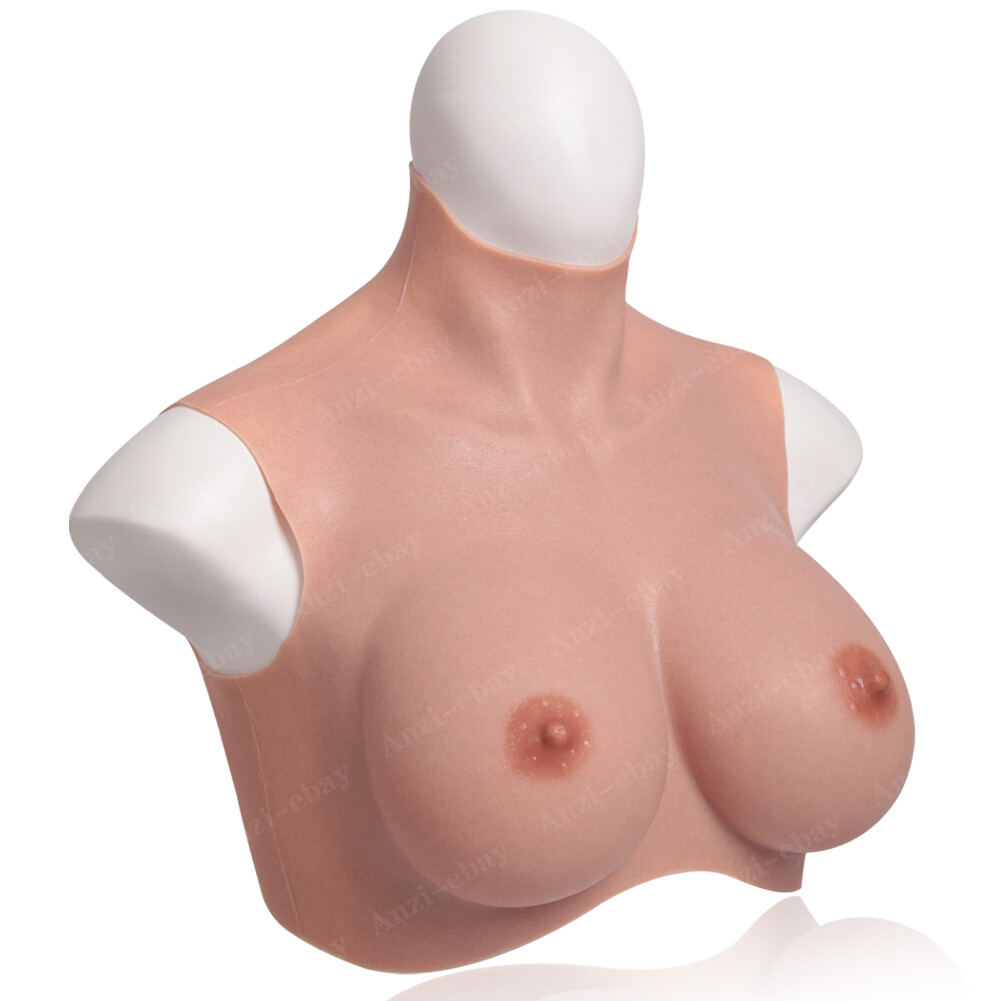 Realistic Silicone Breast Forms Crossdresser Breastplate B-H Cup Fake Boobs Tits