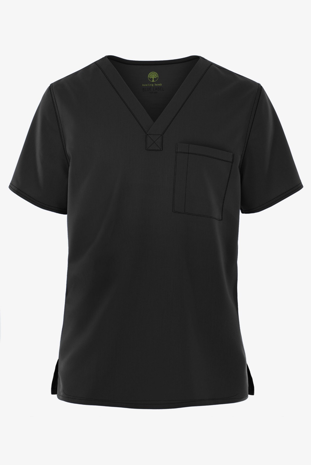 Healing Hands James Scrub Top Men's XL Black Short Sleeve V-Neck Nursing Uniform