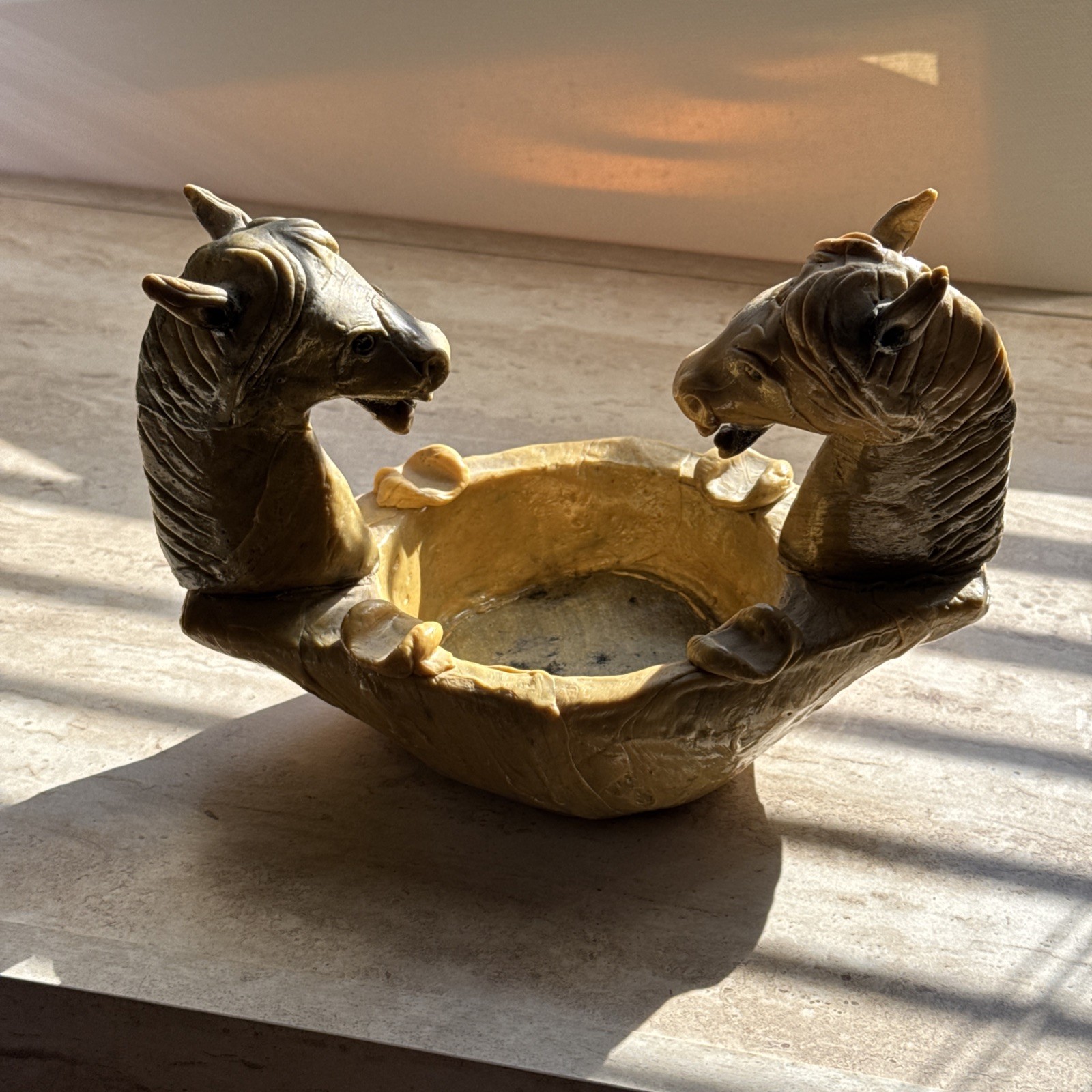 Folk Art Dueling Donkey Ashtray