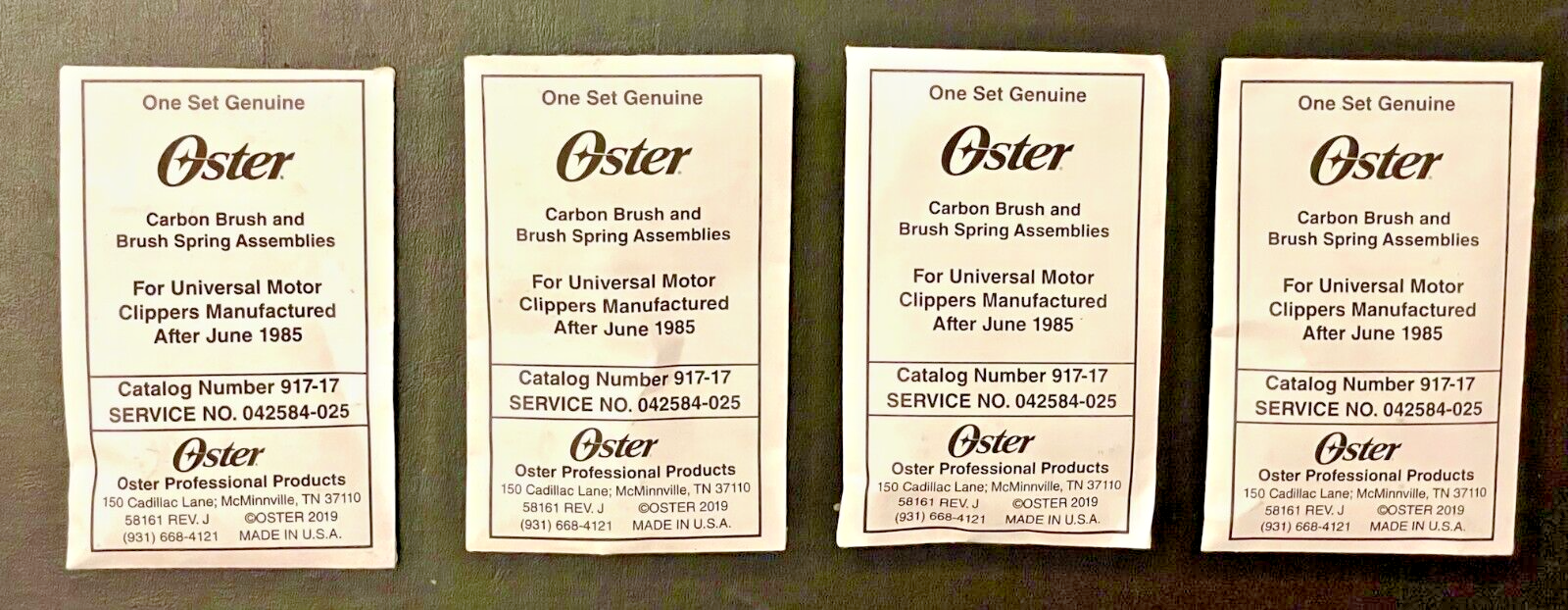 Oster 76,A5, 111, 4 Complete OEM Sets Carbon Brush and Spring Assemblies ,4 PC