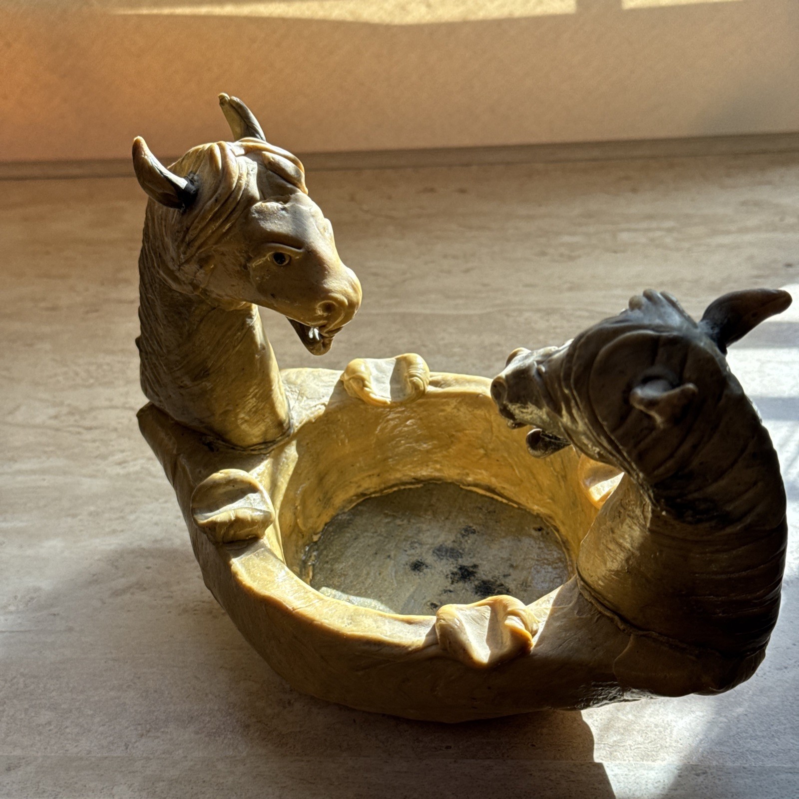 Folk Art Dueling Donkey Ashtray