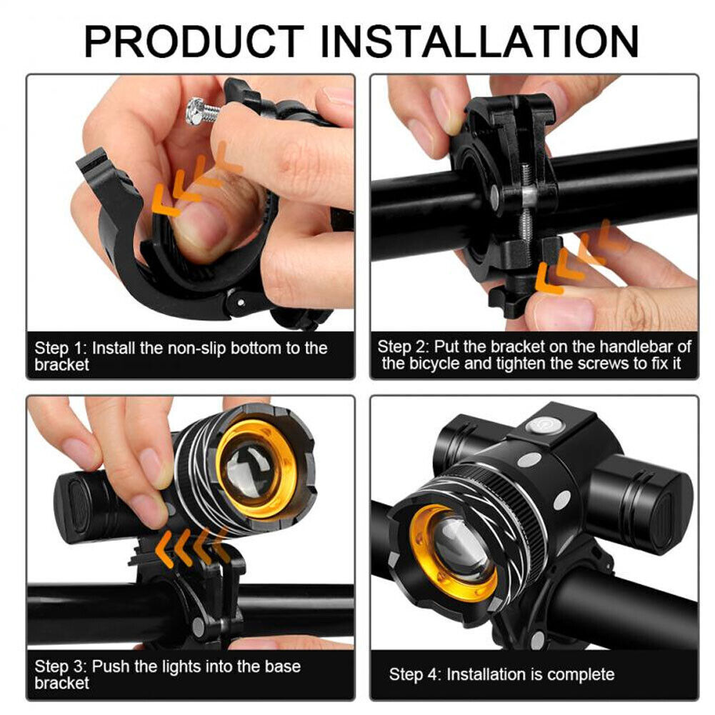 2 Sets USB Rechargeable LED Bicycle Headlight Bike Front Rear Lamp Cycling Light