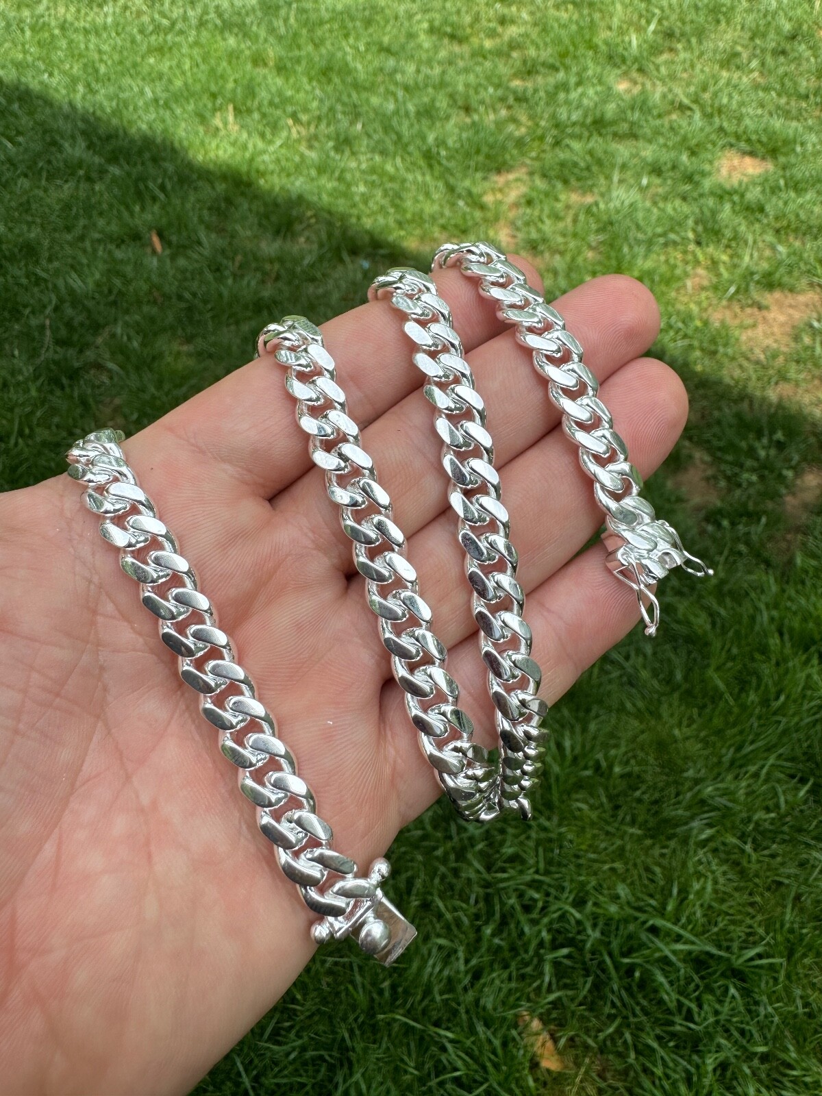 Real Miami Cuban Link Chain Or Bracelet Solid 925 Sterling Silver Box Lock ITALY