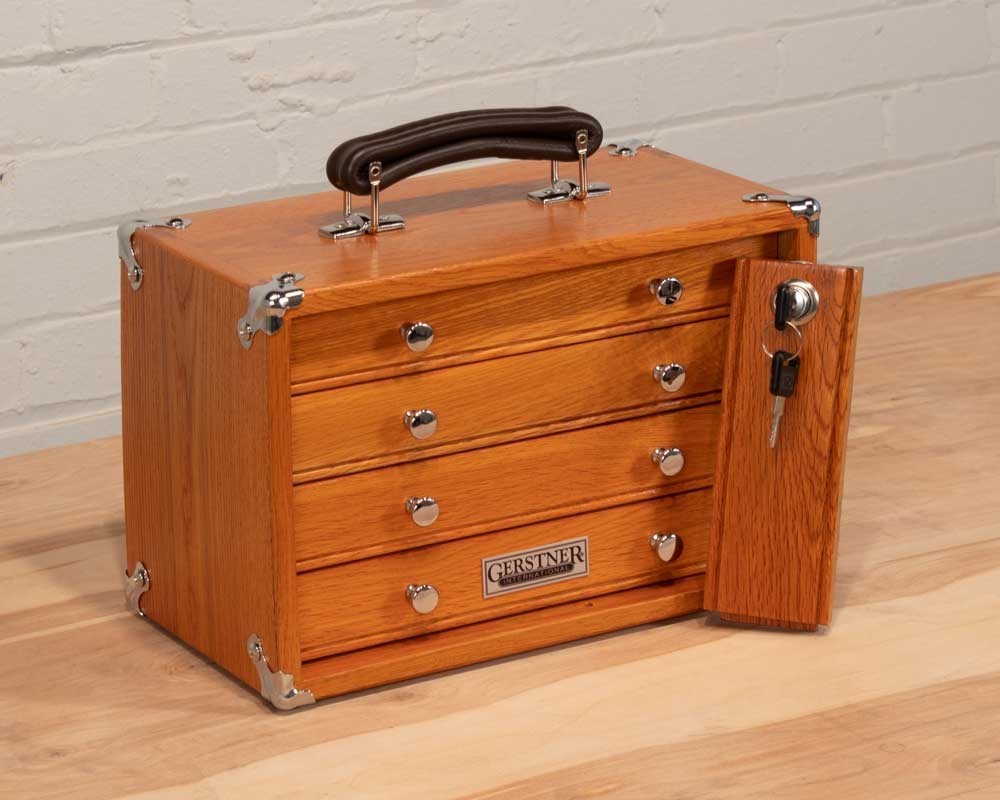 GI-T12 Red Oak 4-Drawer Mini Portable Chest by Gerstner International