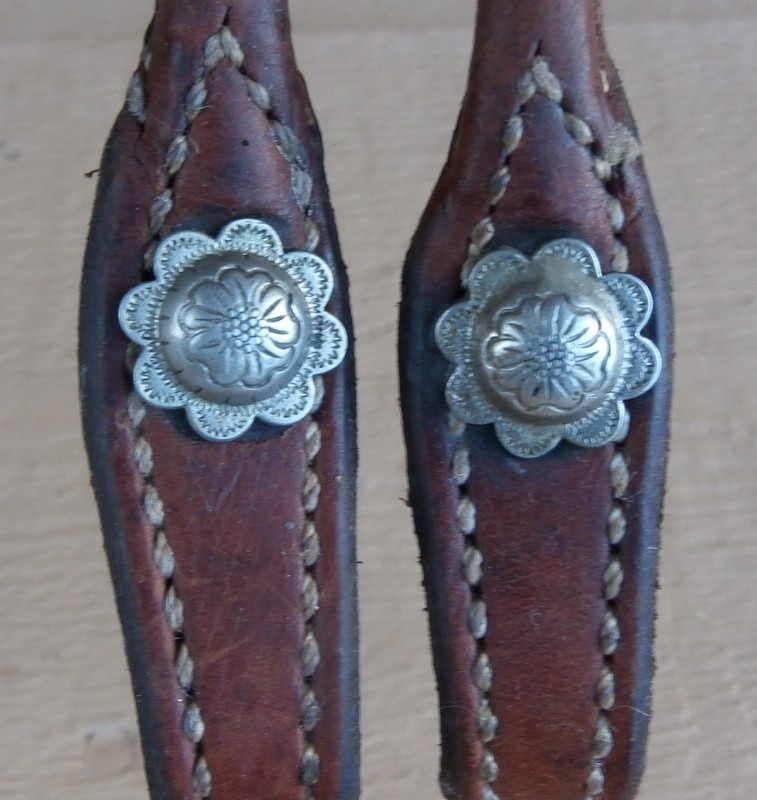 Vintage Golden Brown Romal Romel Style Horse Show Reins with Silver Ferrules