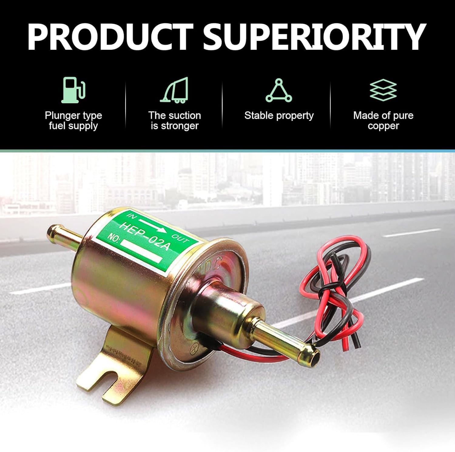 2 Pack 12V Electric Fuel Pump HEP-02A Universal Gas Diesel Inline Low Pressure