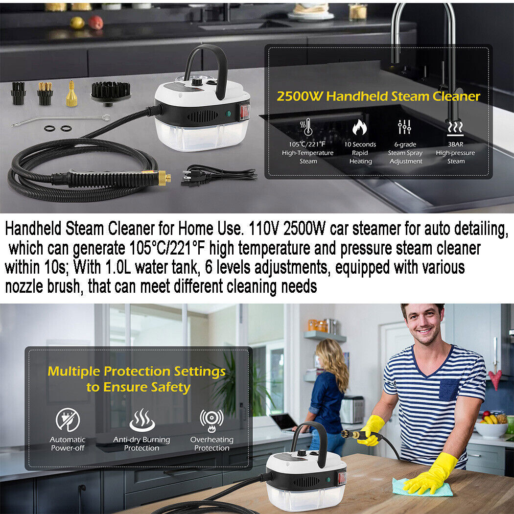 Handheld Car Detailing Cleaning Machine High Temp Steam Cleaner Household 2500W