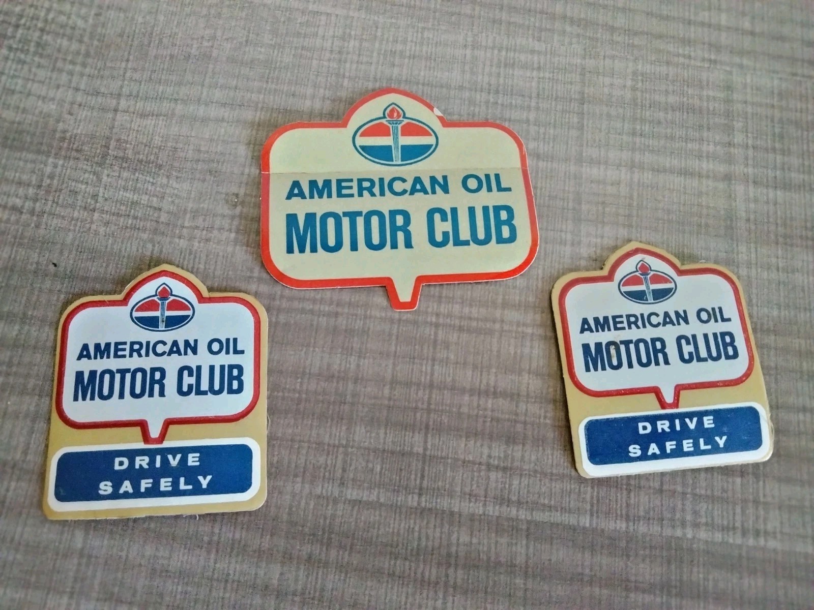 Lot of 3 Vintage American Oil Motor Club Membership Decal Window Stickers UNUSED