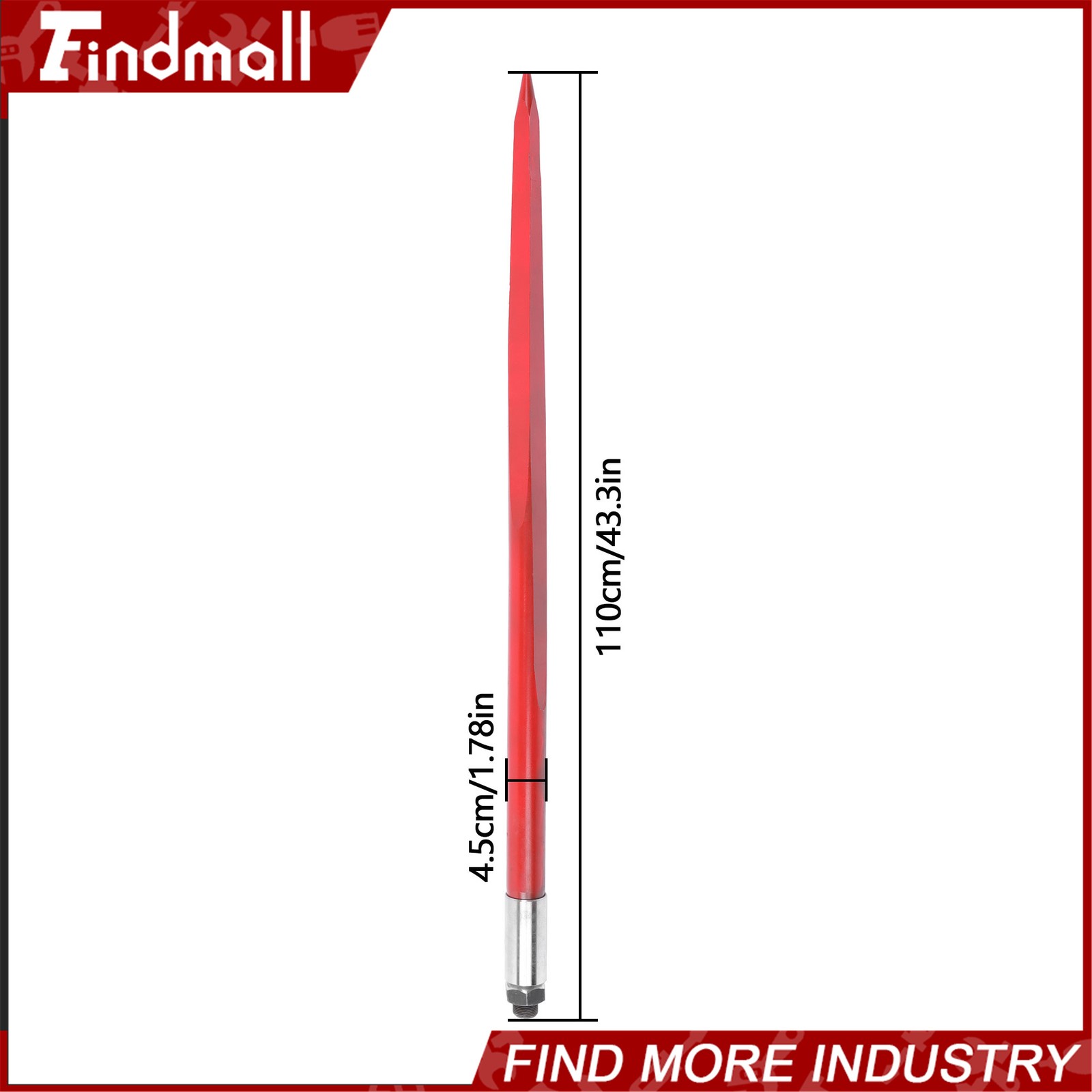 43" Hay Bale Spear Red 3000lbs Capacity Spike Fork Fit For Tractors Loaders 2Pcs