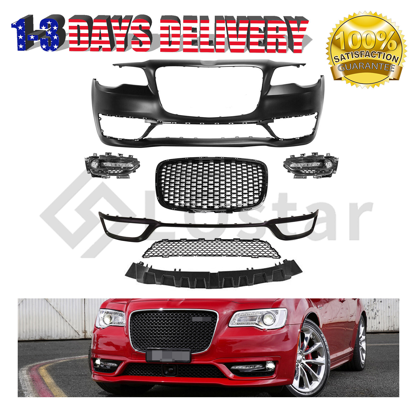 11 PCS Complete Bumper Set SRT Chrysler 300 No Parking Sensor For 2015-2023