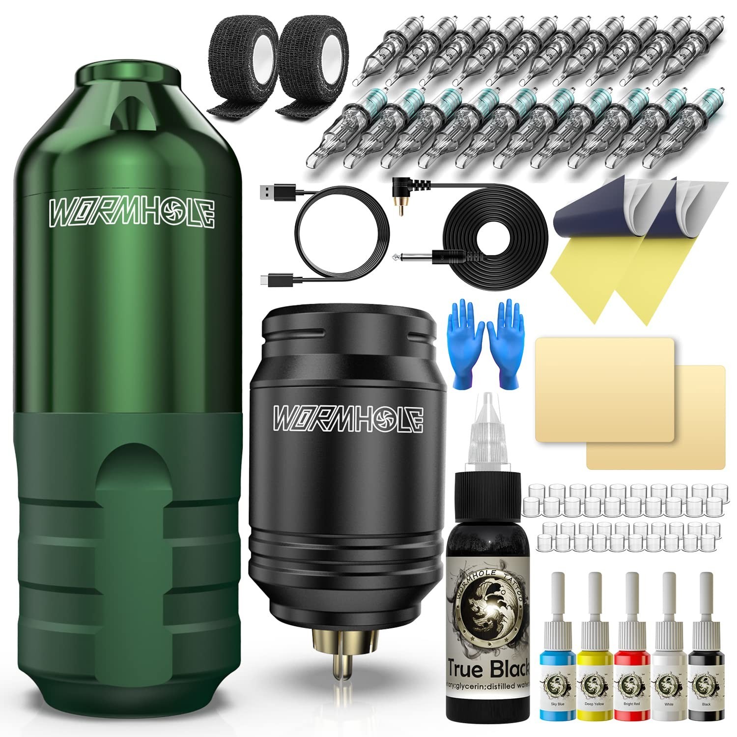 Wireless Tattoo Kit Complete for Beginners Pen Machine with Power Supply Needles