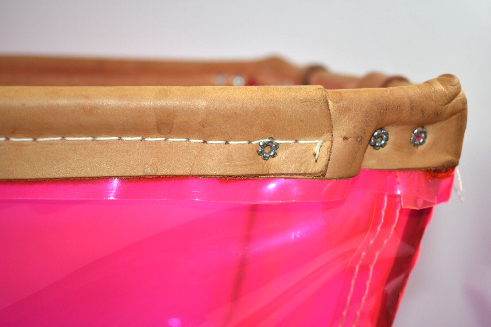 Victoria's Secret VS Barbie Pink Store Display Storage Bin Basket Leather Handle
