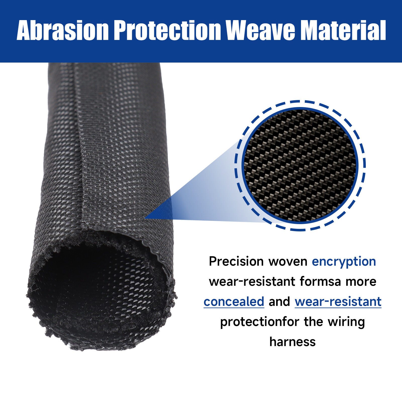 Self-Wrapping Split Wire Loom for TV/Computer/Home Theater/Engine Bay - Black