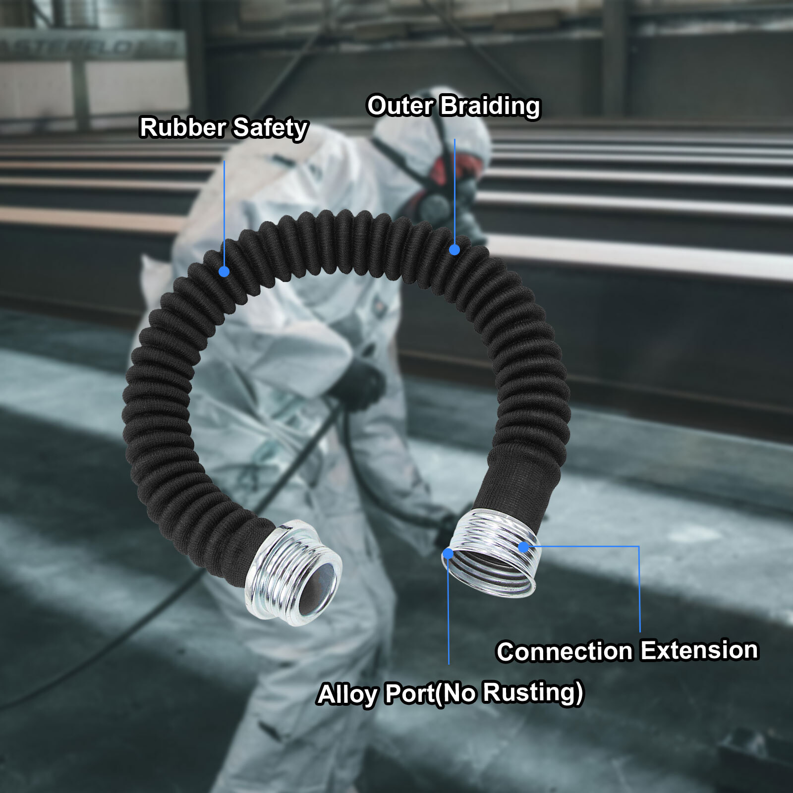 0.5M Rubber Gas Mask Hose for Connection with The 40mm Filter Boxes & Respirator