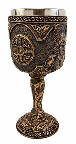 Ebros Goddess Valkyrie 7oz Resin Wine Goblet Chalice With Stainless Steel Liner