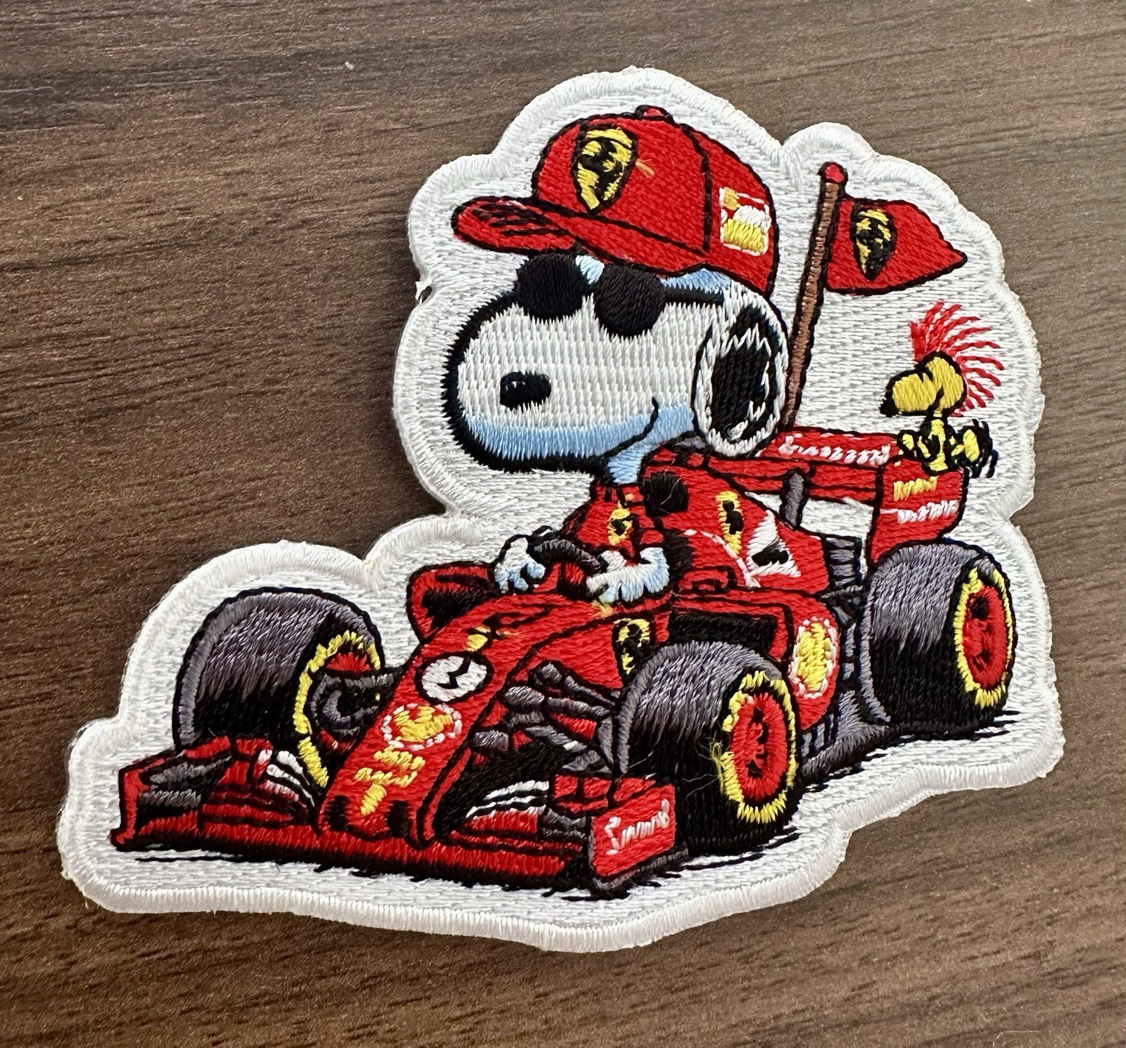 F1 Ferrar Snoooy Race Car PATCH  FORMULA ONE F1 RACING Iron on PATCH 3.5”
