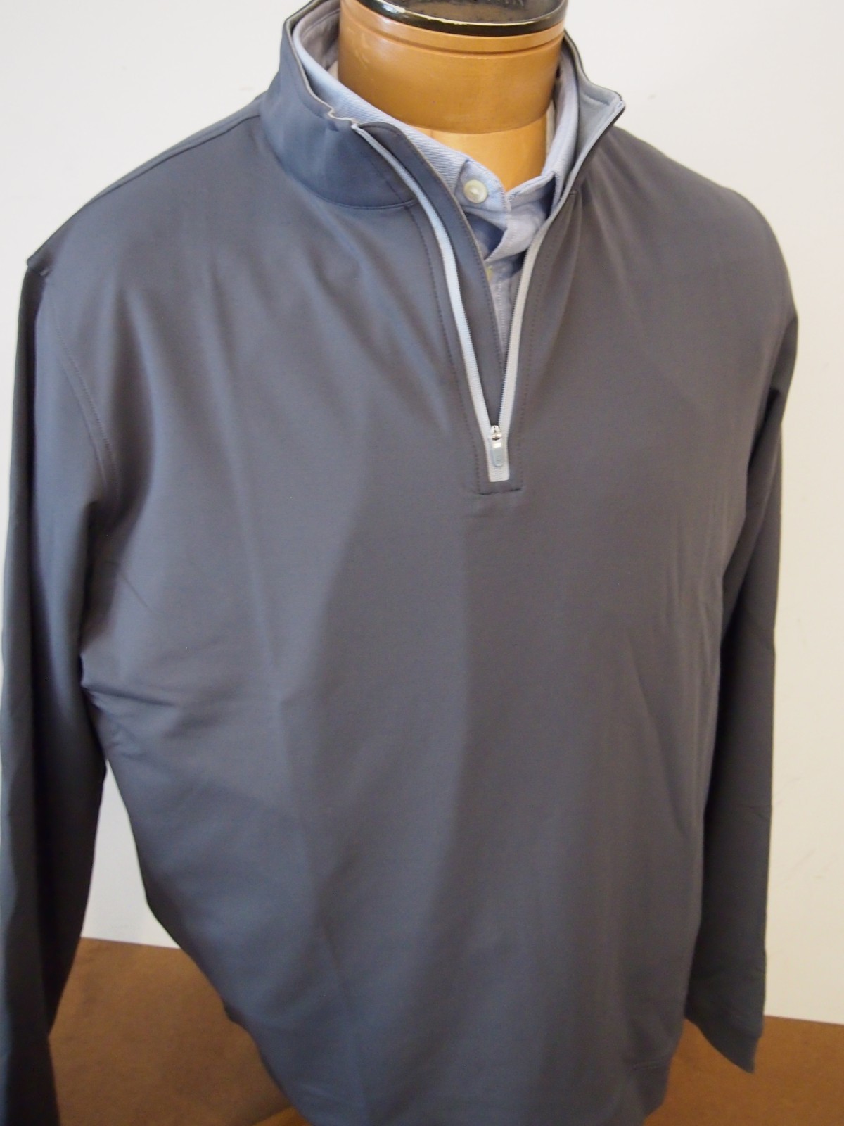 Peter Millar Quarter Zip French Terry Iron Grey Pullover Sweater NWT Large $140
