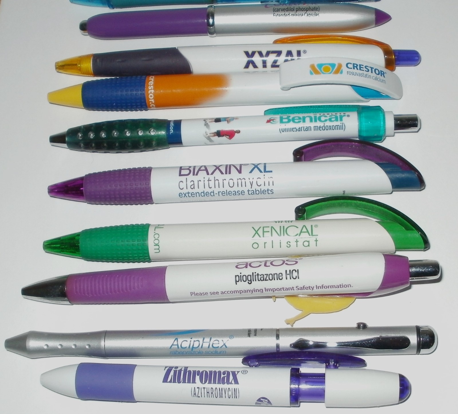 Lot of 28 Pharmaceutical Drug Rep Plastic & Metal Pens Nexium Crestor Cymbalta