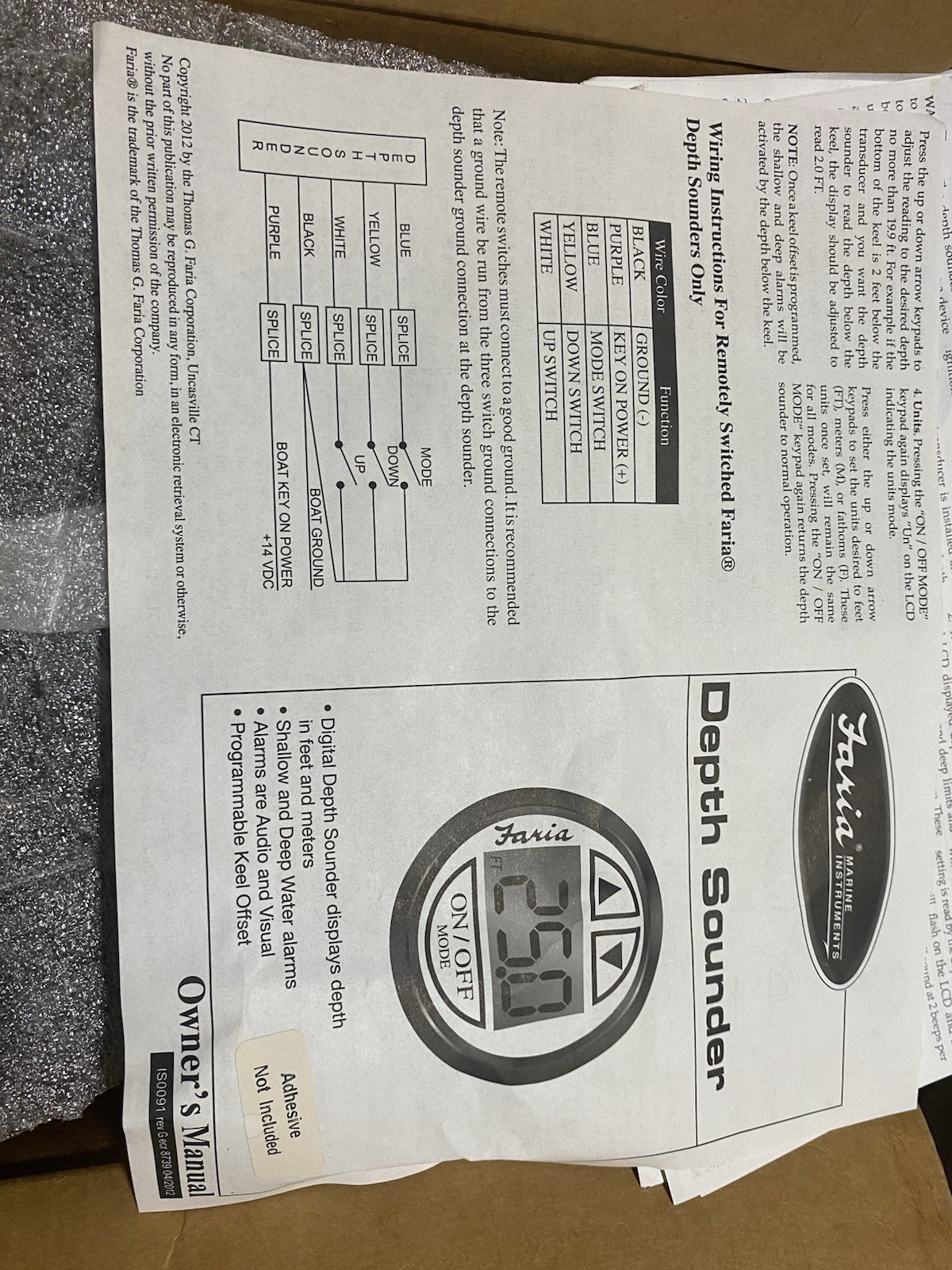 Faria Depth Sounder Black Gauge Ds0111a