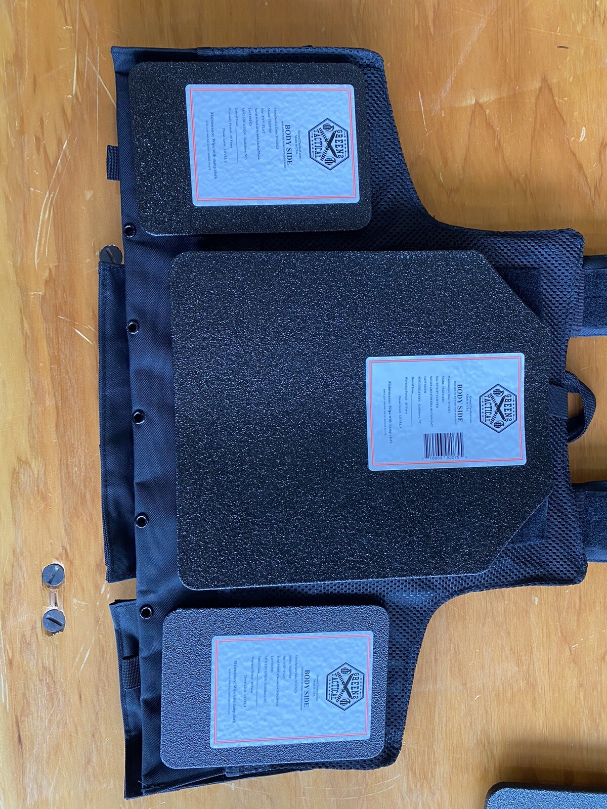 Black Tactical Vest Plate carrier w/ 2 Curved 10x12 Plates & Side Plates