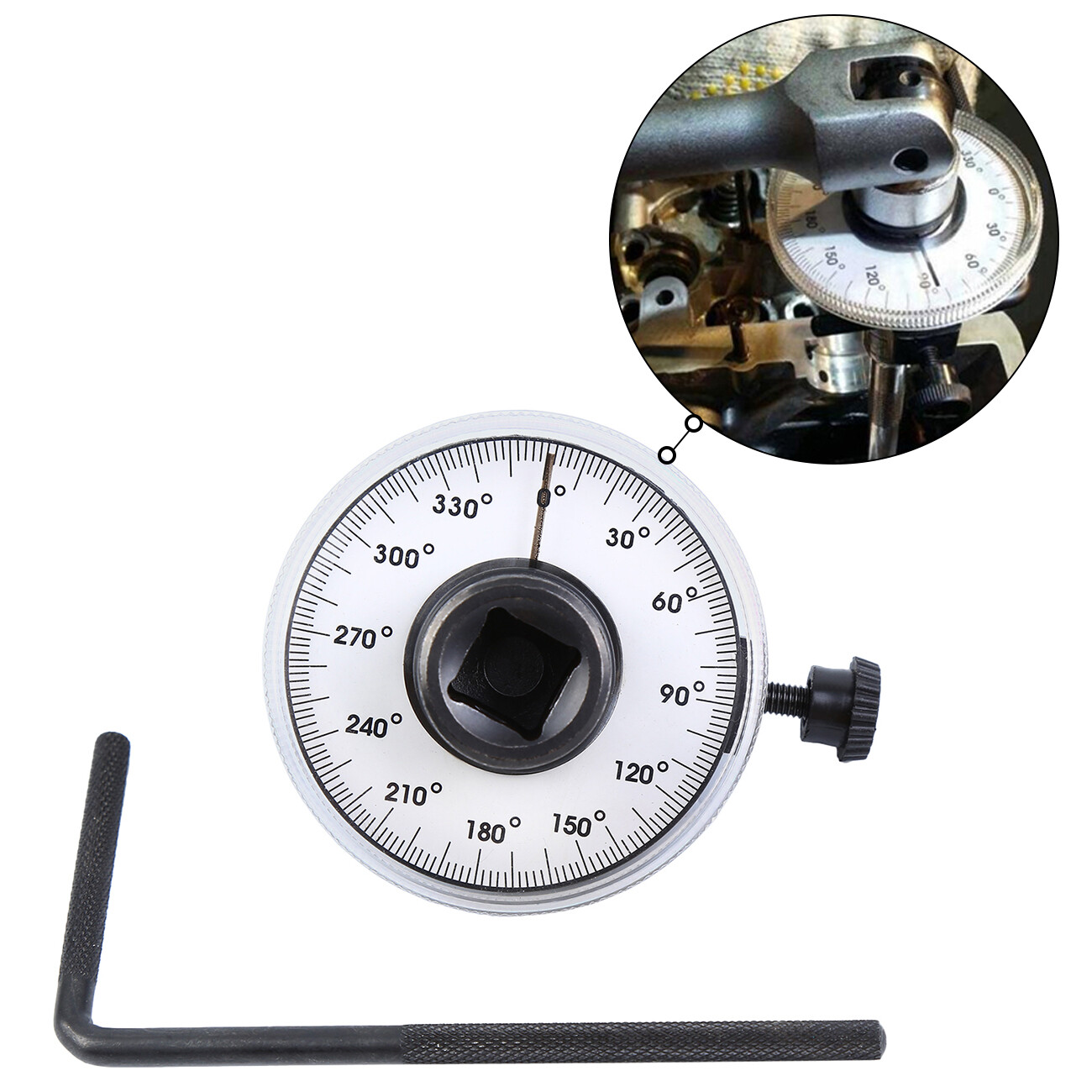 360 Degree 1/2" Drive Torque Angle Gauge Meter Rotation Measure Wrench Tool