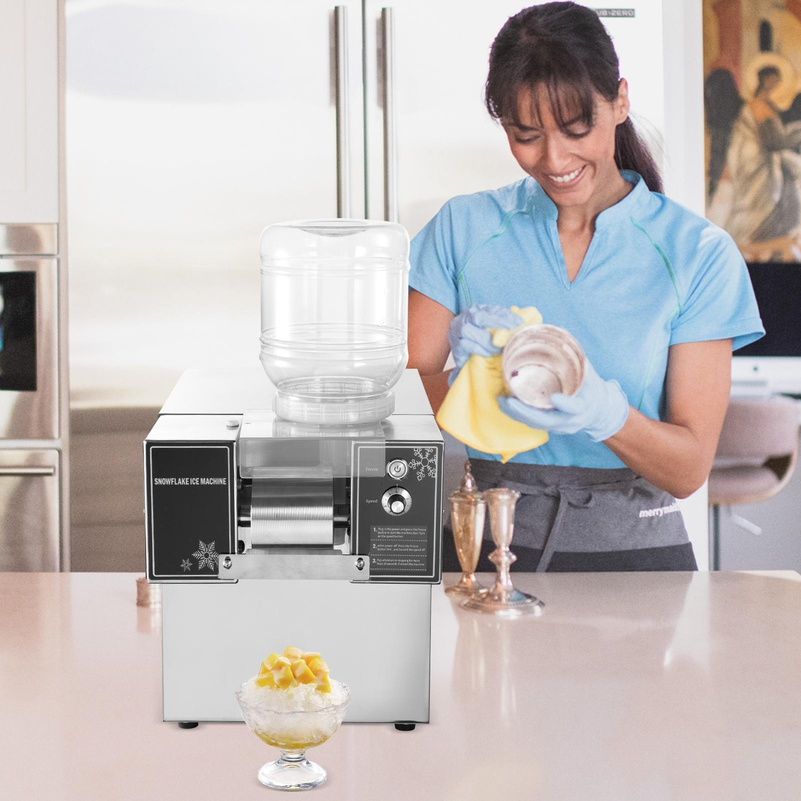 Commercial Snowflake Ice Machine, Snow Cone Machine, Ice Shaver Slush Maker